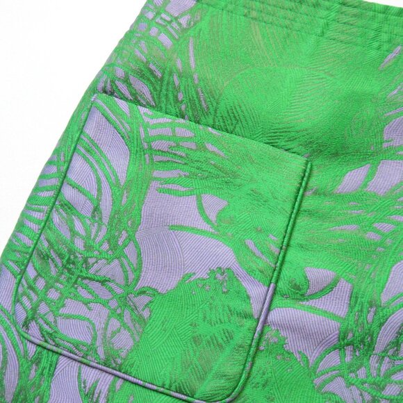 NWT Iris Apfel x H&M Jacquard-Weave Mini in Purple Green Feather Print Skirt 12 - Picture 3 of 7